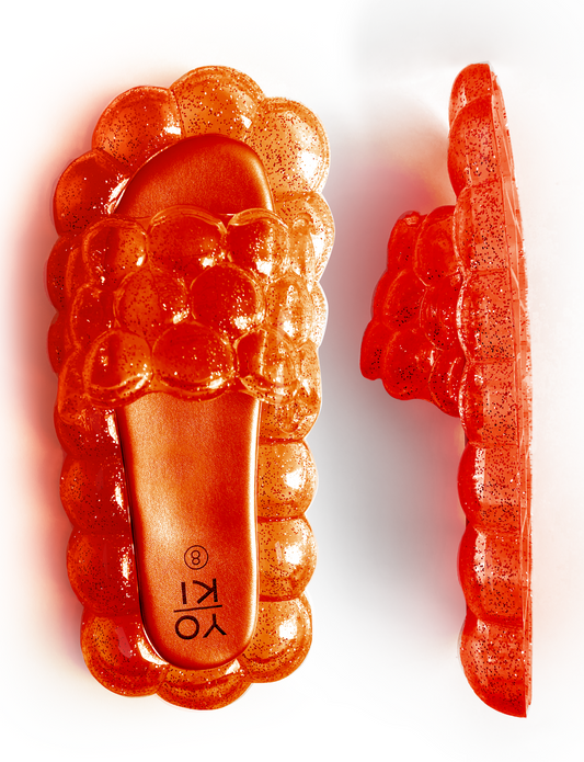 (ALMOST GONE!) ADULT ELECTRIC ORANGE BUBBLE SLIDES-1